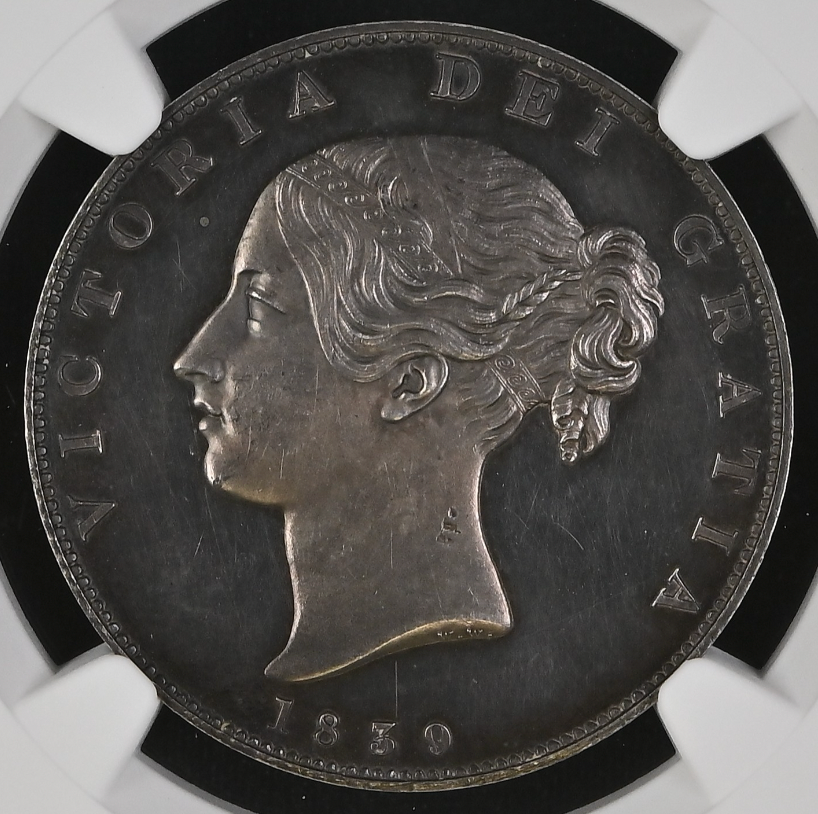 1839年 英国 ヴィクトリア女王 ハーフクラウン銀貨 ヤングヘッド