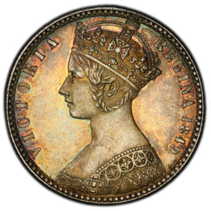 1849年 英国 ヴィクトリア女王 ゴシック ゴッドレス フローリン