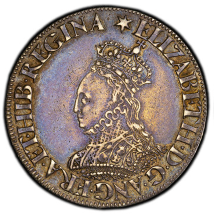 【1000個限定】英国アンティーク　エリザベス1世　グレートシール　レプリカ 1560-61年 英国🇬🇧 エリザベス1世 ミルド シリング 銀貨 PCGS AU50