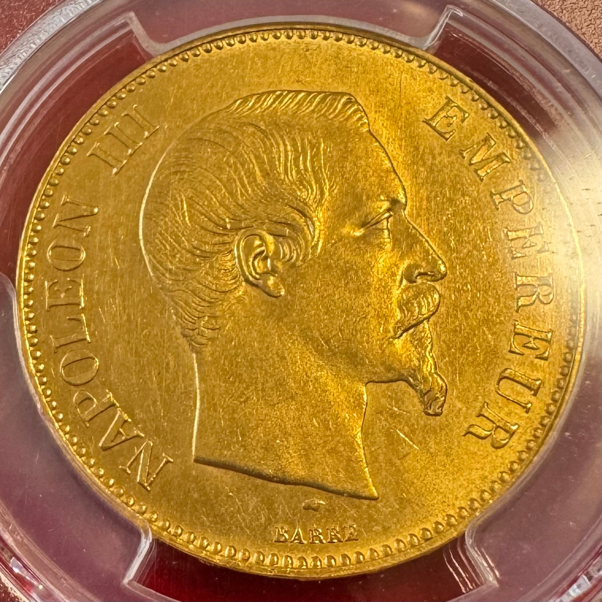 ナポレオン100フラン金貨　PCGS鑑定品 1855年 フランス🇫🇷 ナポレオン3世 100フラン金貨 PCGS MS63 初