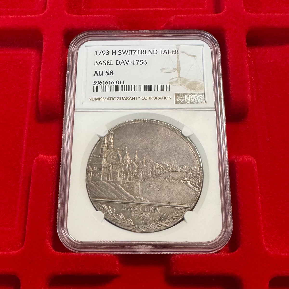 1793年 スイス🇨🇭バーゼル 都市景観 ターラー銀貨 NGC AU58