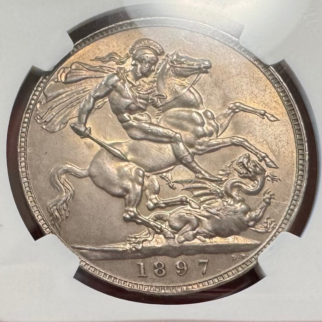 1897年 イギリス ヴィクトリア女王 ヴェールヘッド クラウン銀貨 1897年 英国🇬🇧 ヴィクトリア女王 ヴェールヘッド クラウン銀貨 NGC