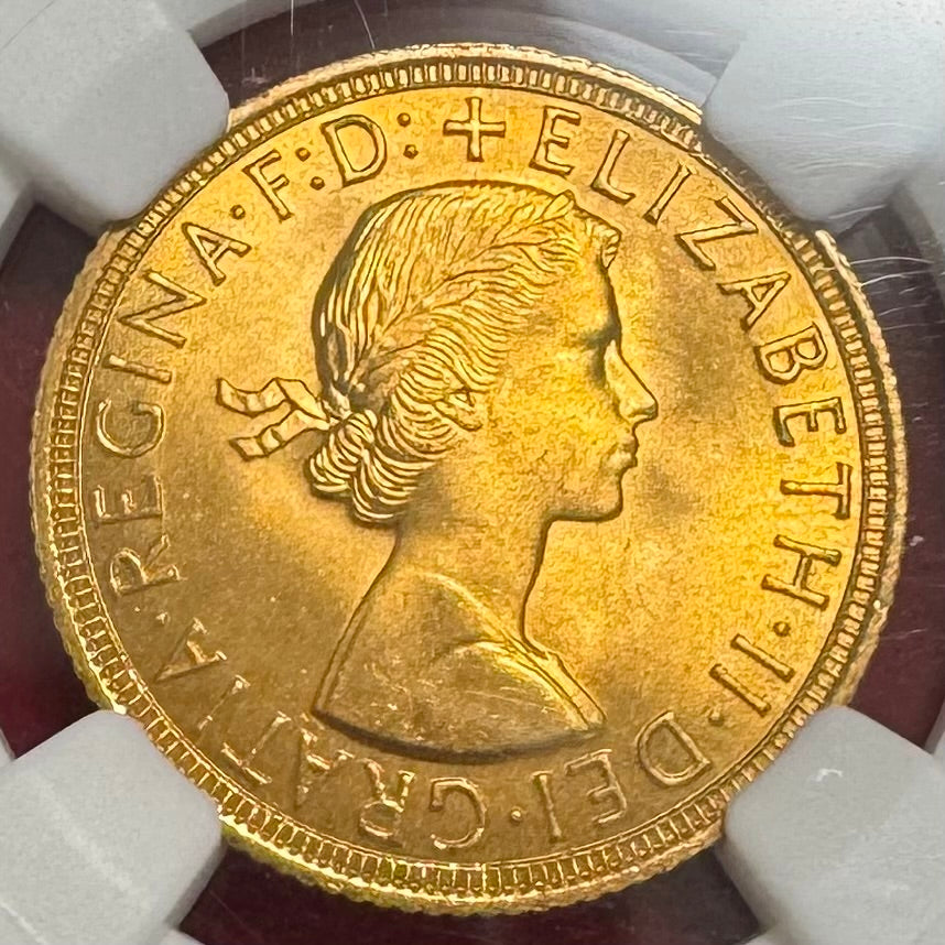 SOLD】1959年 英国🇬🇧 エリザベス2世 ヤングヤング ソブリン金貨 MS66