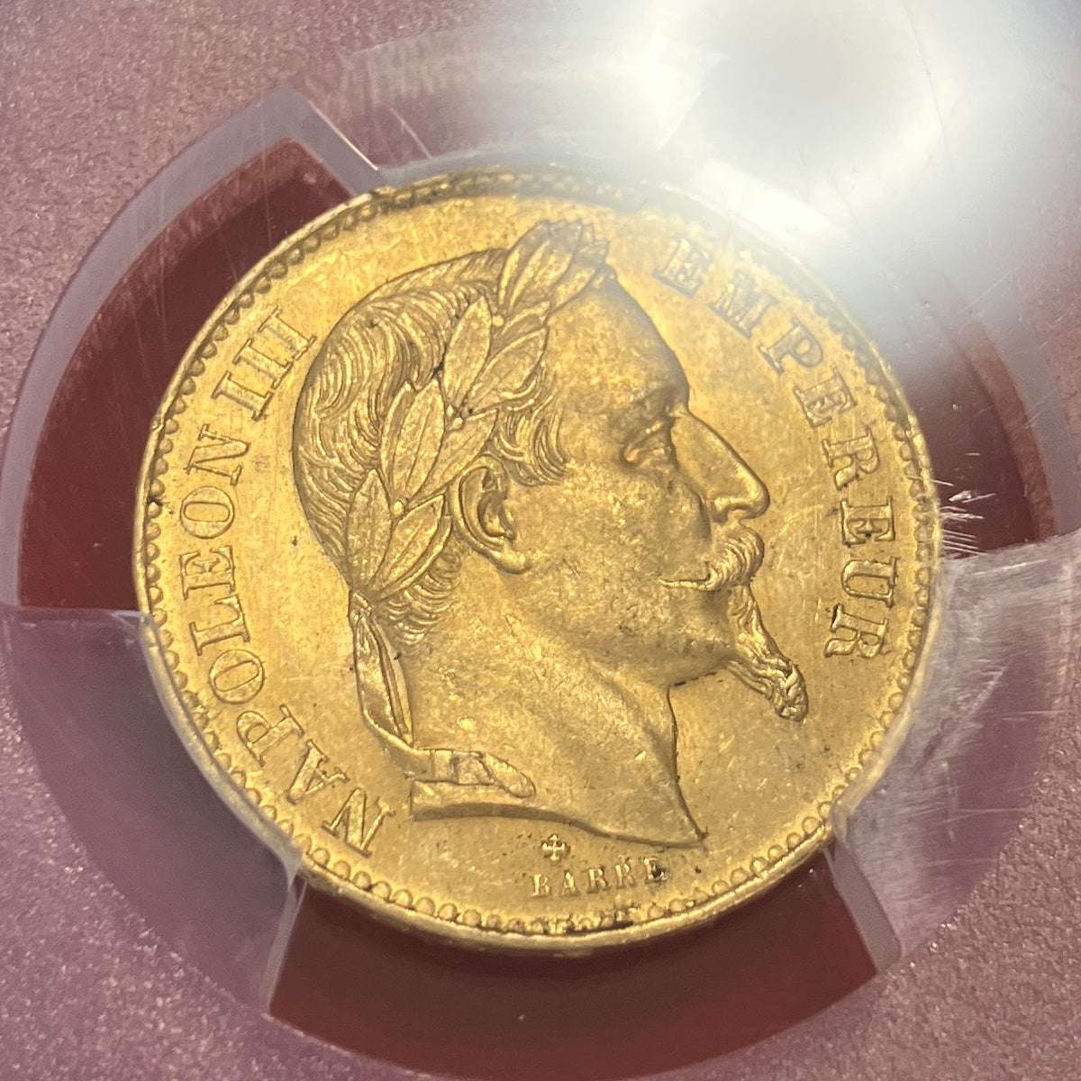 SOLD】1868年BB フランス ナポレオン3世 20フラン金貨 MS64 PCGS 