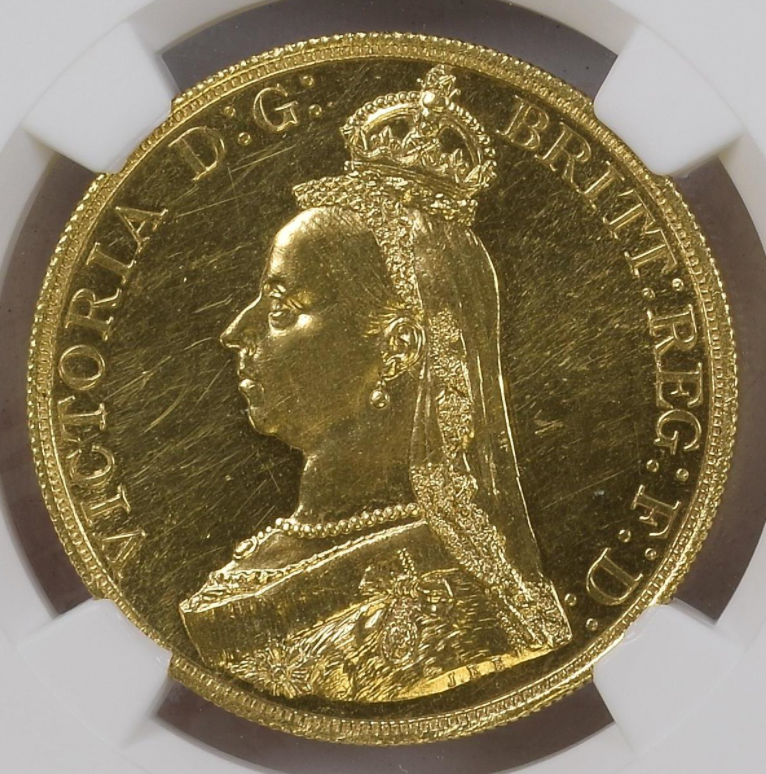 SOLD】1887年 英国 ヴィクトリア女王 5ポンド金貨 ジュビリーヘッド