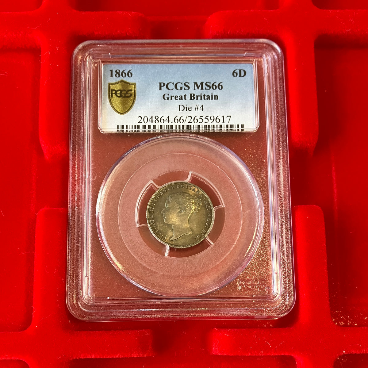 幸せの６ペンス銀貨 英国 ヴィクトリア 1885 PCGS VFDetails 保証半額 