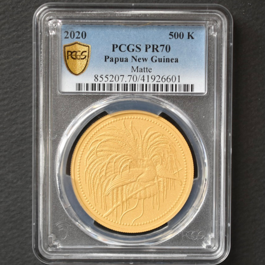 SOLD】パプアニューギニア 2020 極楽鳥 500キナ 金貨 Matte PR70 PCGS