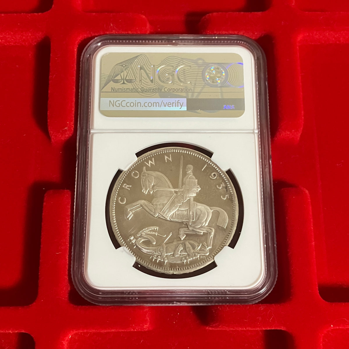【SOLD】1935年 英国 ジョージ5世 クラウン銀貨 PR65CAM
