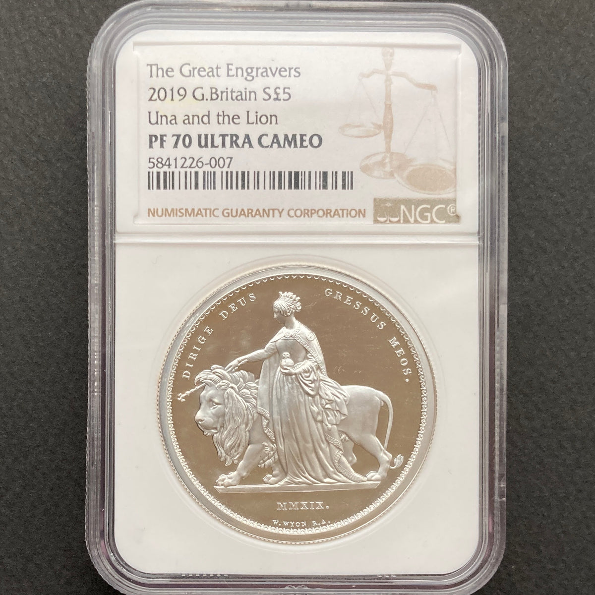SOLD】2019年 イギリス ウナとライオン 2オンス 5ポンド銀貨 NGC