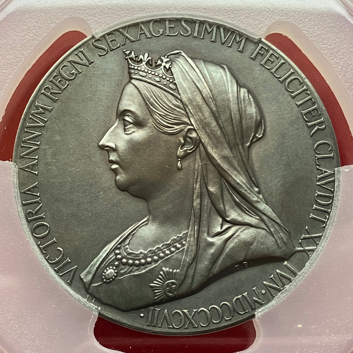 1897年 英国 ヴィクトリア女王 即位60周年記念 銀メダルSP64 + ...