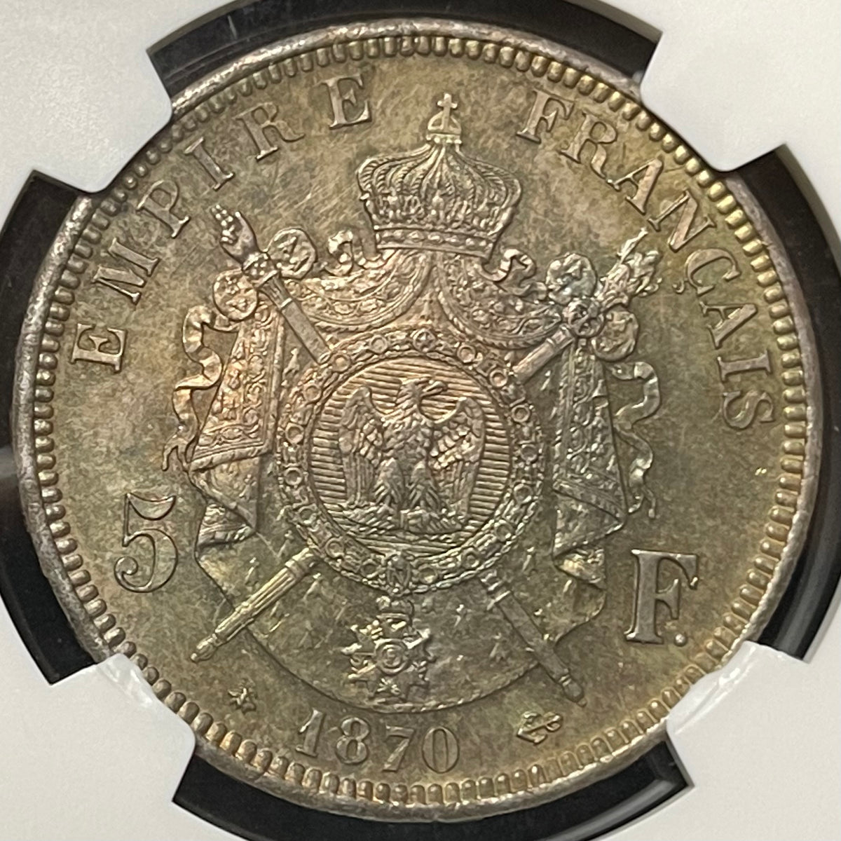 SOLD】1870年A フランス ナポレオン3世 5フラン 銀貨 有冠 MS65+ NGC トーン – FIRST SOVEREIGN