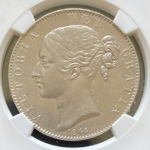 1845年 イギリス クラウン銀貨 NGC ビクトリア ヤングヘッド - 旧貨幣