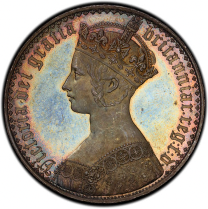 1847年 英国 ヴィクトリア ゴシッククラウン 銀貨 PF64 UNDECIMO edge トーン – FIRST SOVEREIGN