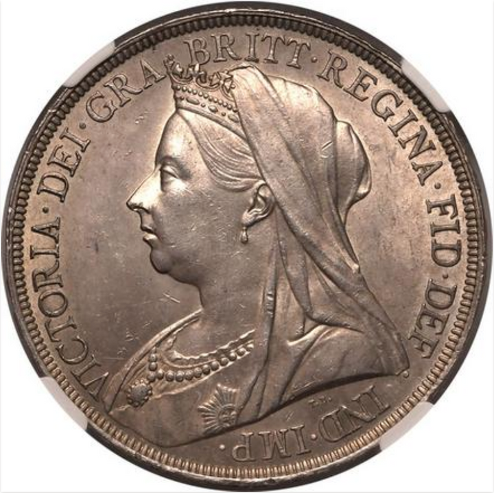 1897年 英国🇬🇧 ヴィクトリア女王 ヴェールヘッド クラウン銀貨 NGC