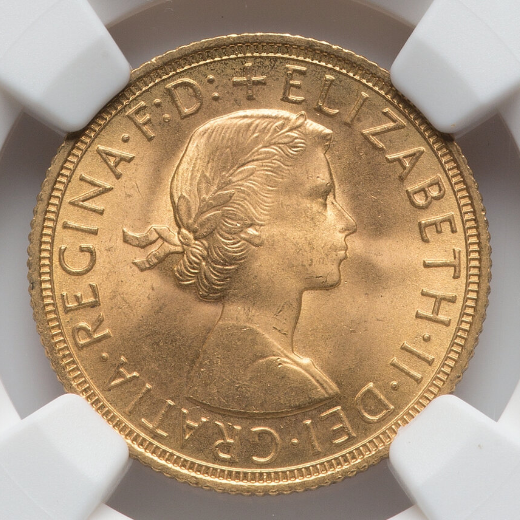 1959年 英国 エリザベス2世 ヤングヤング ソブリン金貨 MS66 – FIRST SOVEREIGN