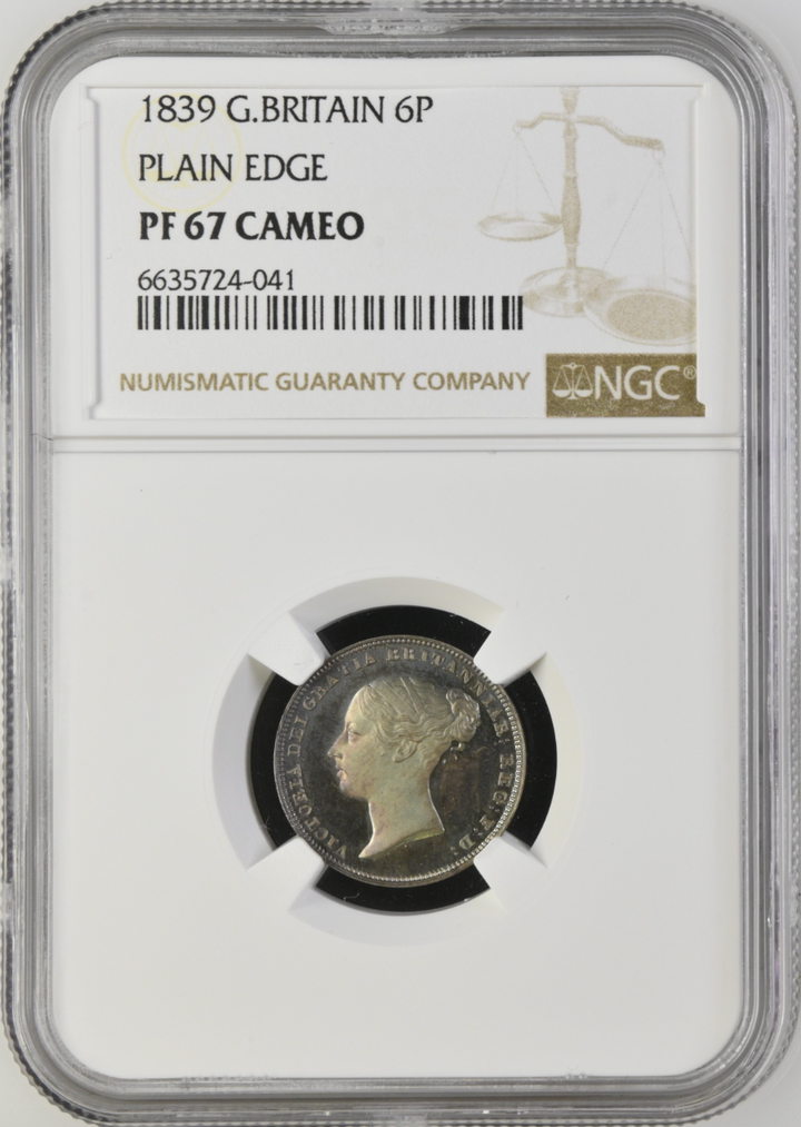 1839年 英国🇬🇧 ヴィクトリア女王 6ペンス銀貨 PF67CAMEO Top pop 1839年 英国🇬🇧 ヴィクトリア女王 6ペンス銀貨 PF67CAMEO Top pop