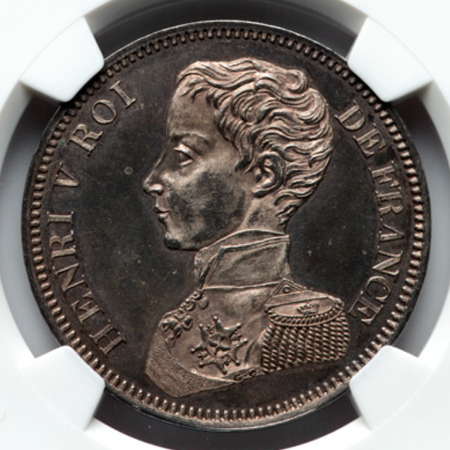 1831年 フランス🇫🇷 アンリ5世 パターン 5フラン銀貨 NGC MS62 1831年 フランス🇫🇷 アンリ5世 パターン 5フラン銀貨 NGC MS62