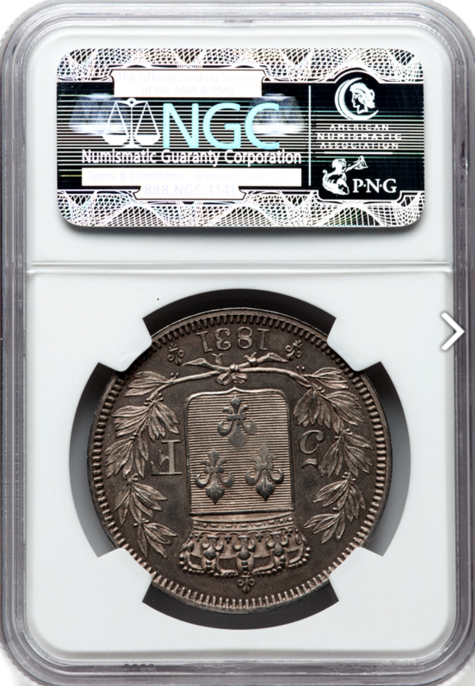1831年 フランス🇫🇷 アンリ5世 パターン 5フラン銀貨 NGC MS62 1831年 フランス🇫🇷 アンリ5世 パターン 5フラン銀貨 NGC MS62
