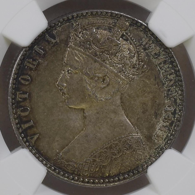 1849年 英国 ヴィクトリア女王 ゴシック ゴッドレス フローリン銀貨 1849年 英国 ヴィクトリア女王 ゴシック ゴッドレス フローリン銀貨