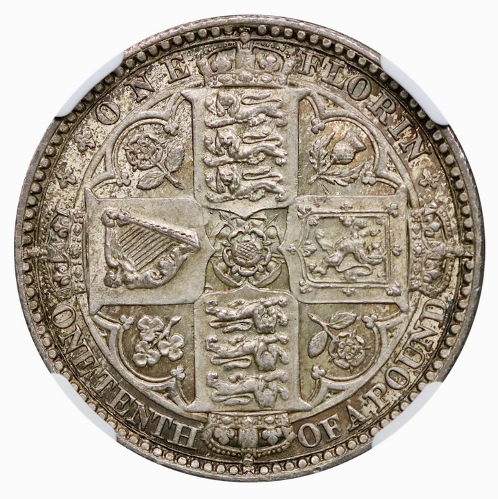 1849年 英国 ヴィクトリア女王 ゴシック ゴッドレス フローリン銀貨 MS64 初年号 – FIRST SOVEREIGN