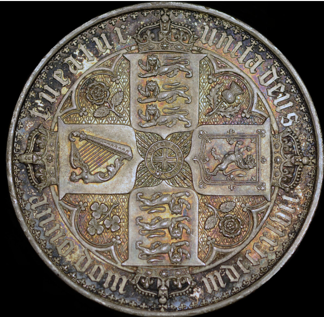 1847年 英国🇬🇧 ゴシッククラウン銀貨 UN DEC. NGC PF63 トーン