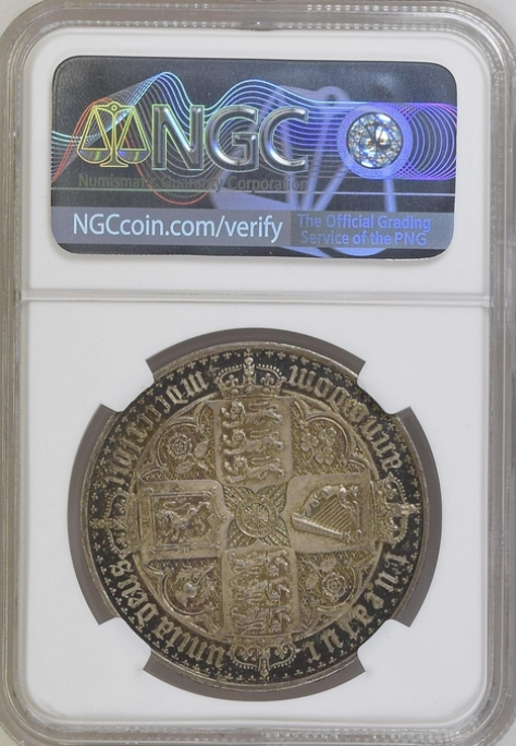 1847年 英国🇬🇧 ゴシッククラウン銀貨 UN DEC. NGC PF63 トーン