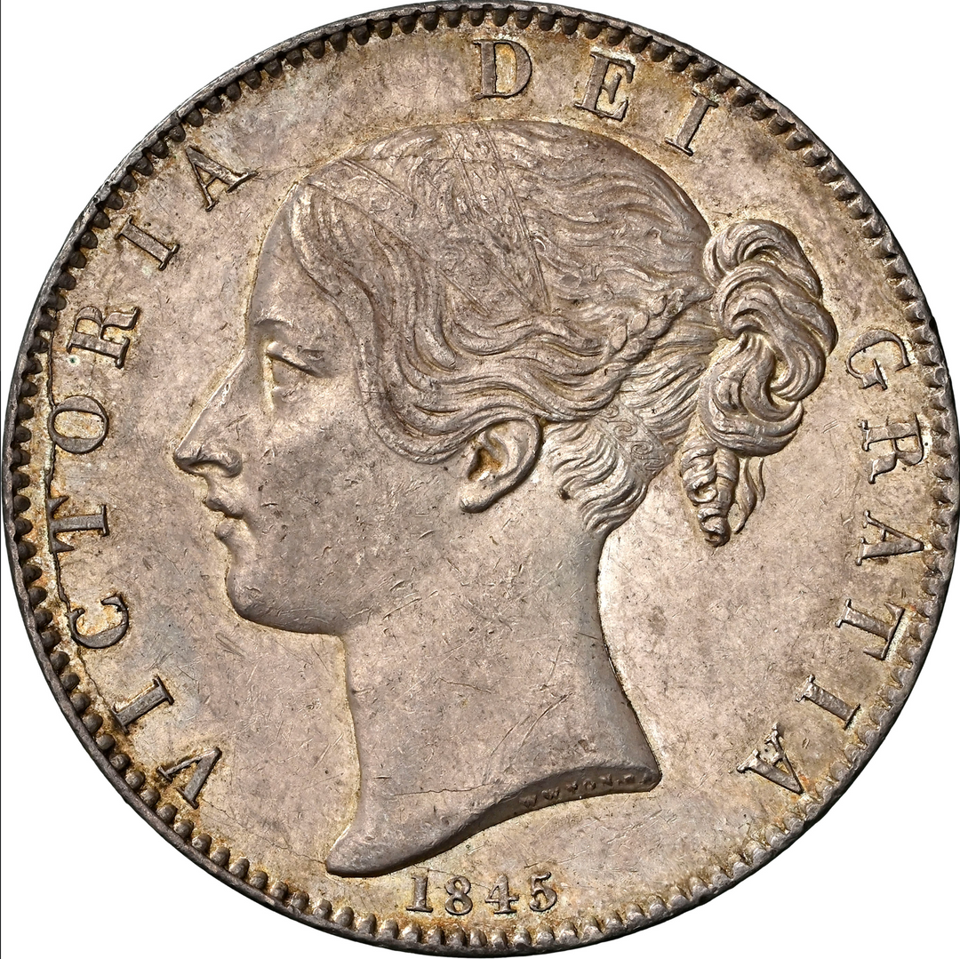 1845年 英国🇬🇧 ヴィクトリア女王 クラウン銀貨 ヤングヘッド NGC 1845年 英国🇬🇧 ヴィクトリア女王 クラウン銀貨 ヤングヘッド NGC