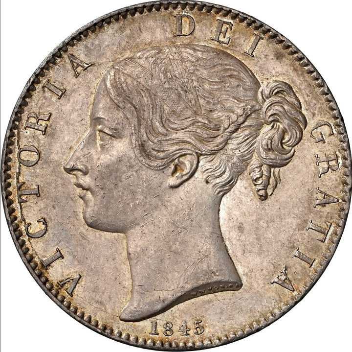 1845年 英国🇬🇧 ヴィクトリア女王 クラウン銀貨 ヤングヘッド NGC 1845年 英国🇬🇧 ヴィクトリア女王 クラウン銀貨 ヤングヘッド NGC