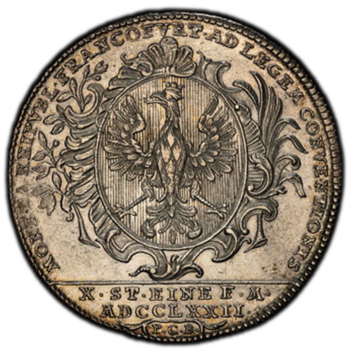 1722年 ドイツ🇩🇪 フランクフルト ターラー銀貨 PCGS MS62 都市景観 1722年 ドイツ🇩🇪 フランクフルト ターラー銀貨 PCGS MS62 都市景観