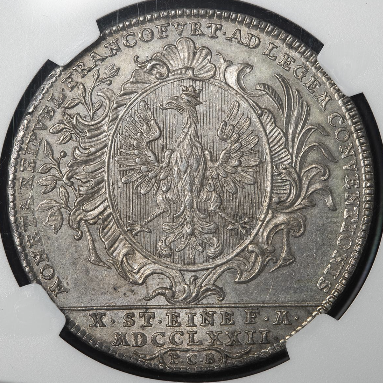 1772年 ドイツ🇩🇪フランクフルト 都市景観 ターラー 銀貨 NGC MS62 1772年 ドイツ🇩🇪フランクフルト 都市景観 ターラー 銀貨 NGC MS62