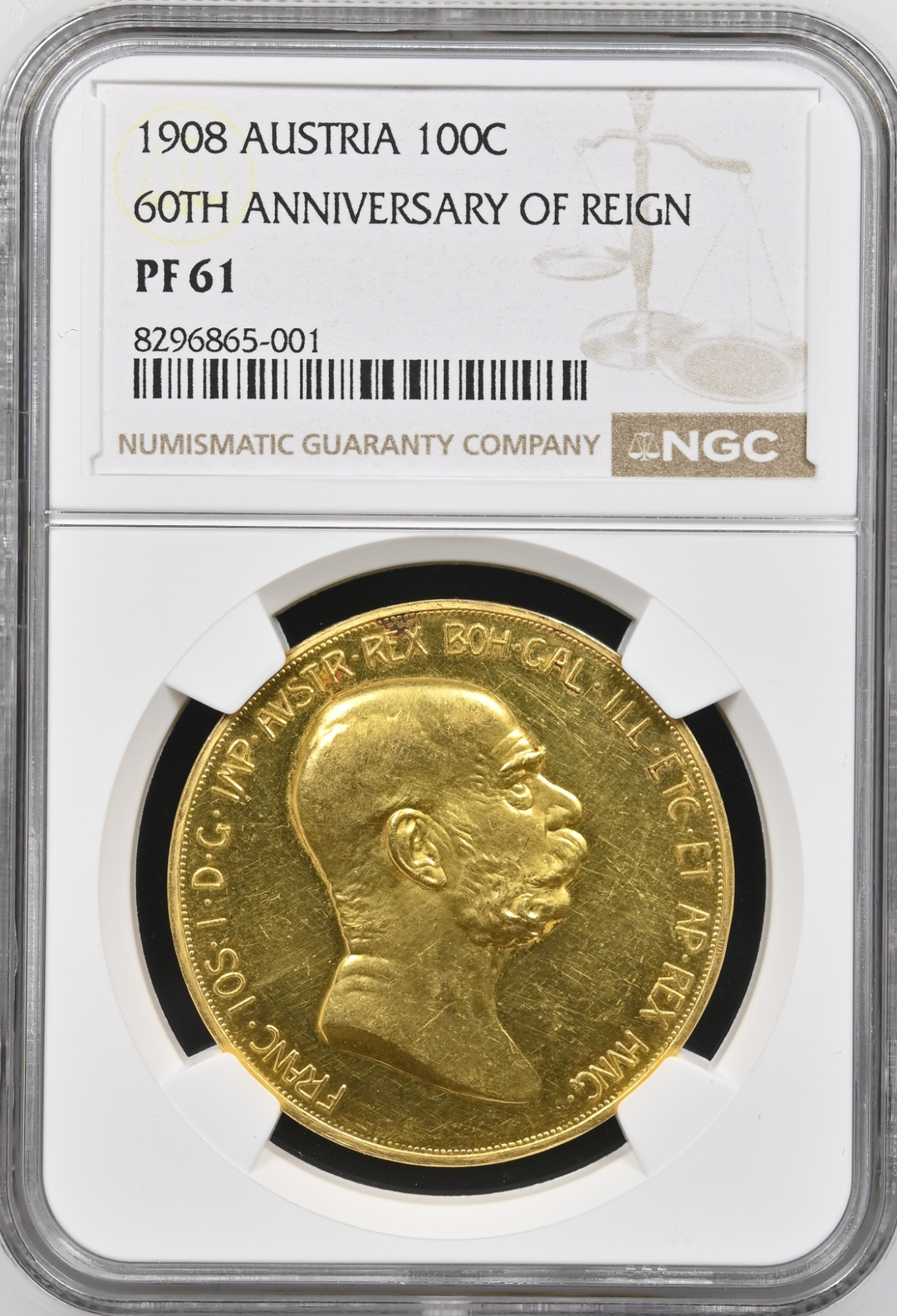 1909年オーストリア フランツ・ヨーゼフ１世 10コロナ金貨 NGC MS63 1908年 オーストリア🇦🇹 フランツヨーゼフ1世 100コロナ金貨 雲上の