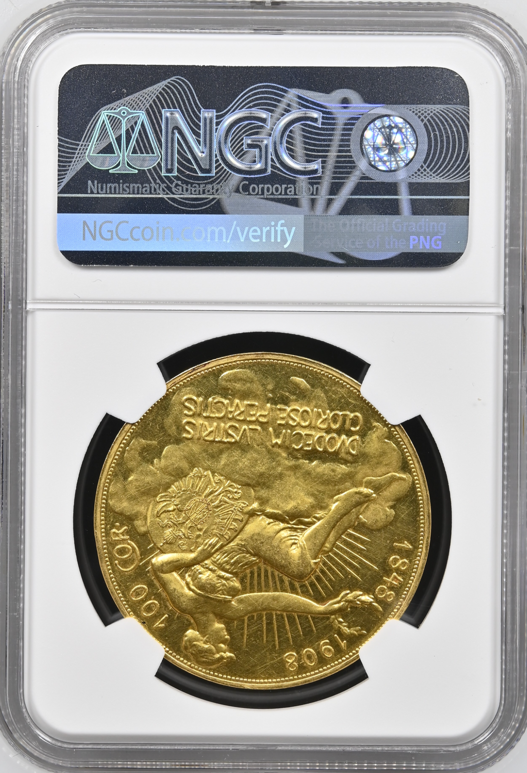 1908年 オーストリア🇦🇹 フランツヨーゼフ1世 100コロナ金貨 雲上の