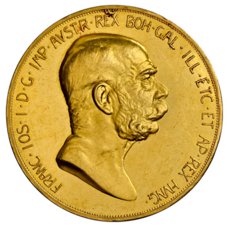 1914年　オーストリア　コロナ　フランツ・ヨーゼフ　銀貨　　古銭　NGC SOLD】1908年 オーストリア🇦🇹 フランツヨーゼフ1世 100コロナ金貨