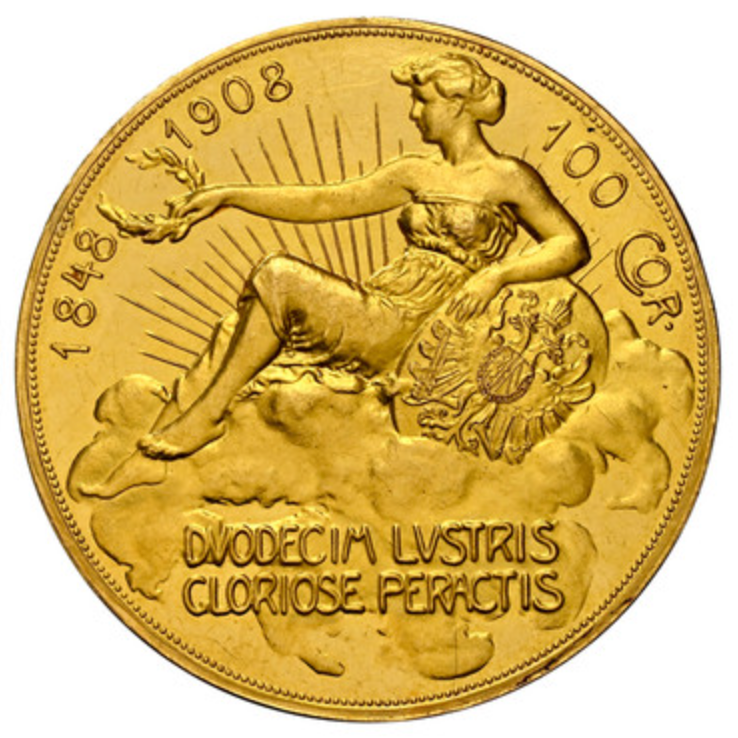 高鑑定　極美品　NGC-MS65　1870 オーストリア　フランツ・ヨーゼフ1世 1908年 オーストリア🇦🇹 フランツヨーゼフ1世 100コロナ金貨