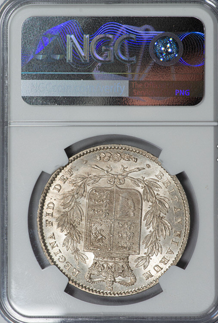 1845年 英国🇬🇧 ヴィクトリア女王 クラウン銀貨 ヤングヘッド NGC