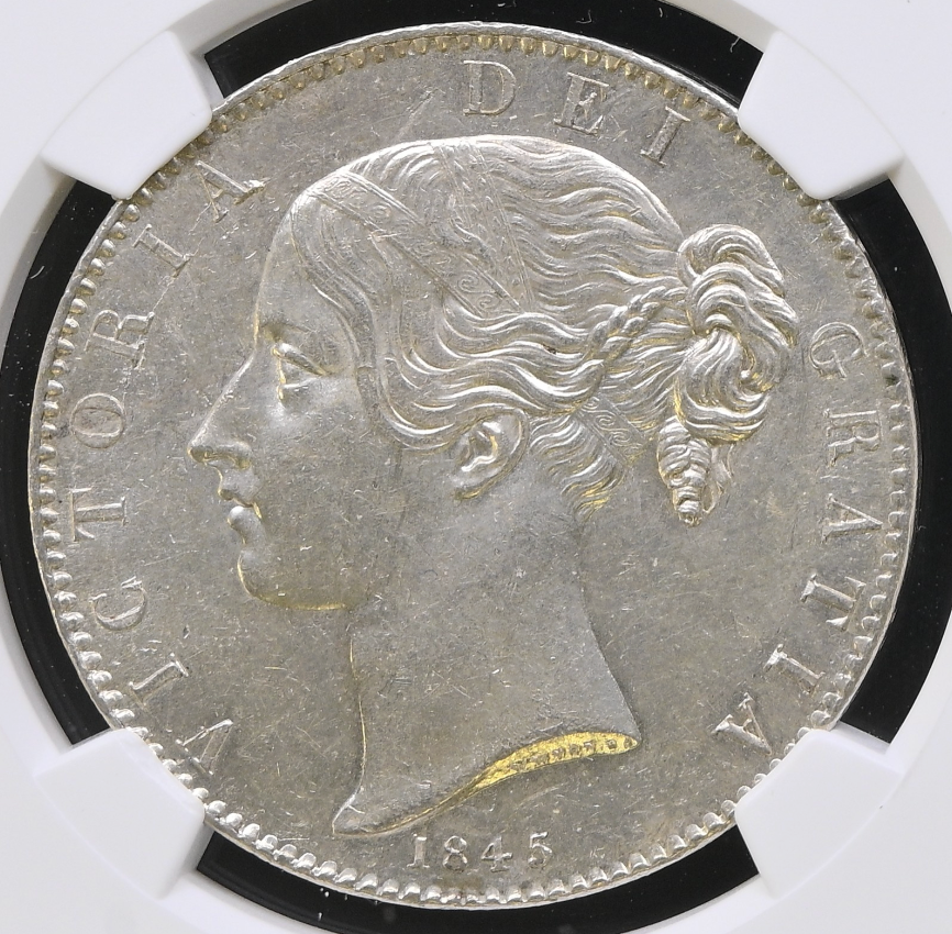 1845年 英国🇬🇧 ヴィクトリア女王 クラウン銀貨 ヤングヘッド NGC 1845年 英国🇬🇧 ヴィクトリア女王 クラウン銀貨 ヤングヘッド NGC