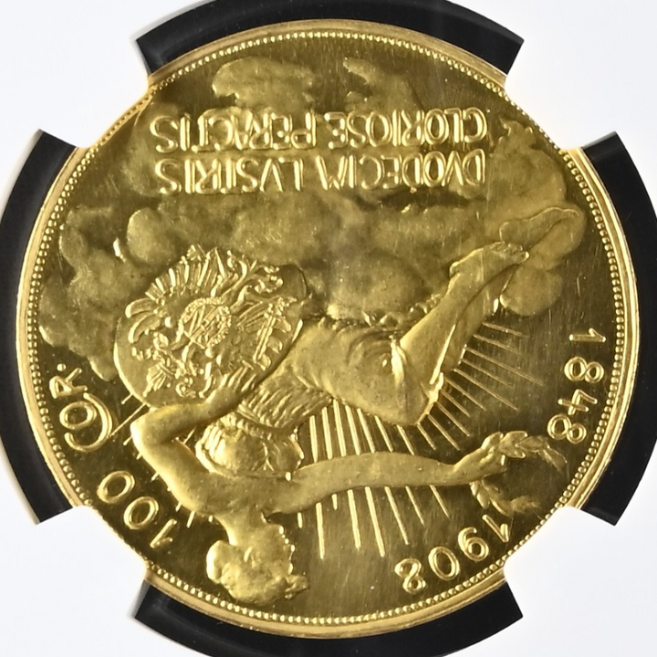 1914年　オーストリア　コロナ　フランツ・ヨーゼフ　銀貨　　古銭　NGC オーストリア フランツ・ヨーゼフ1世(1848-1916) 在位60年記念 100