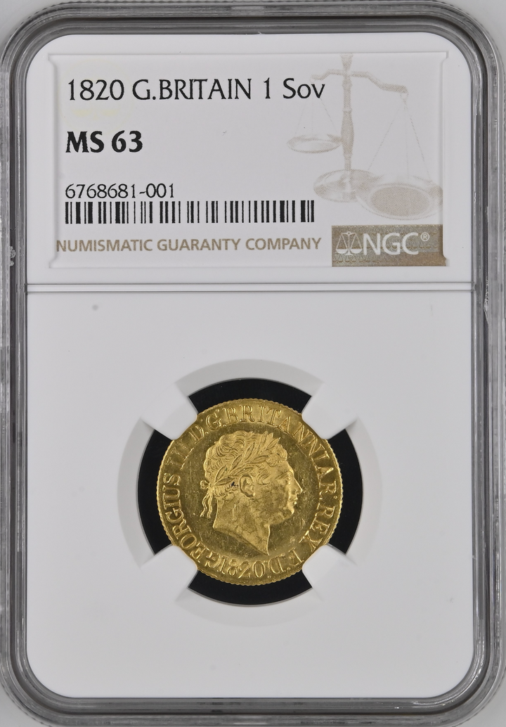 1820年 英国🇬🇧 ジョージ3世 初期ソブリン金貨 NGC MS63 R2(レア