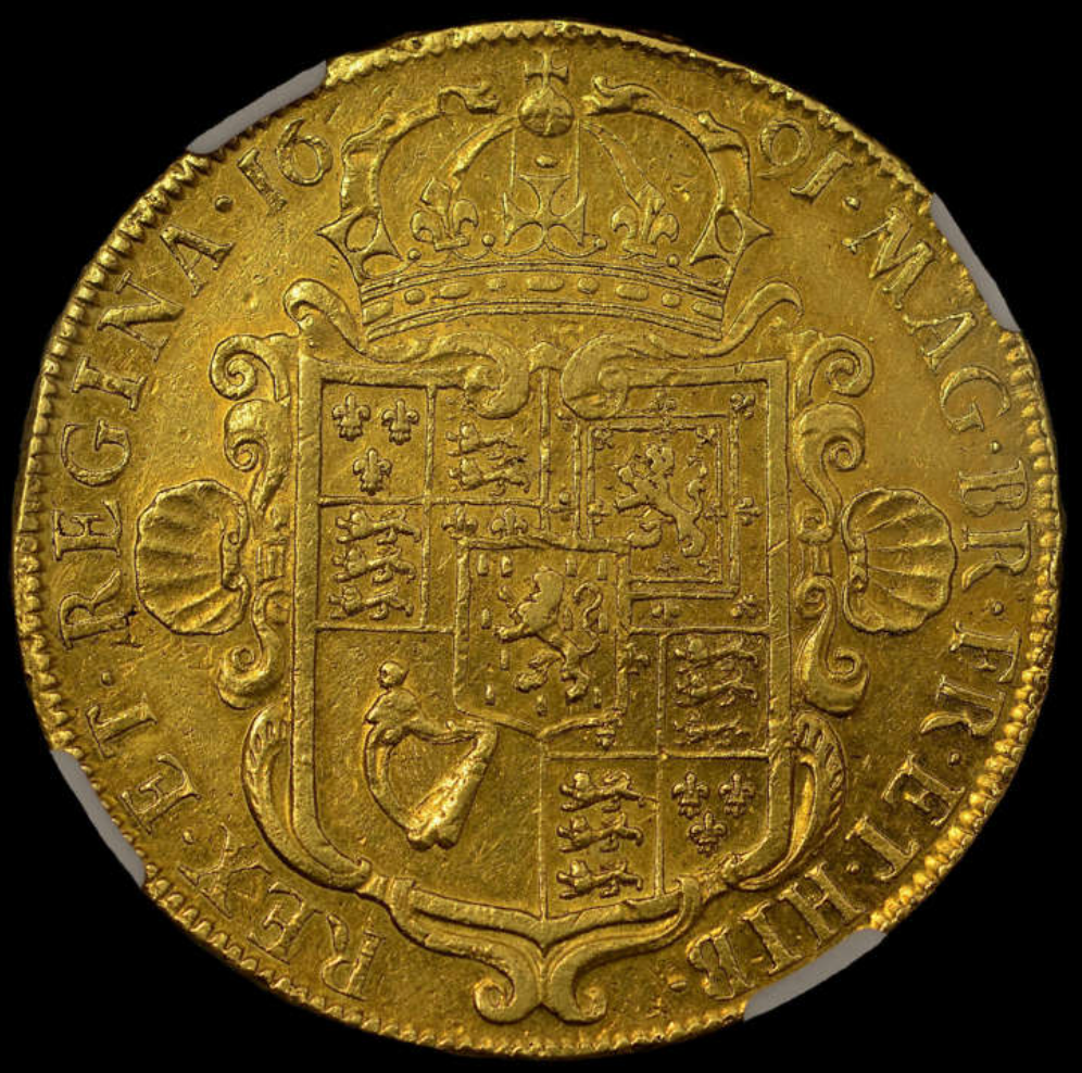 1691年 英国🇬🇧 ウィリアム＆メアリー 5ギニー金貨 NGC AU53 – FIRST