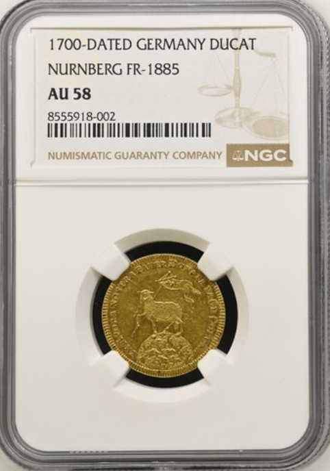 1700年 ドイツ🇩🇪 ニュルンベルク ラムダカット金貨 NGC AU58+