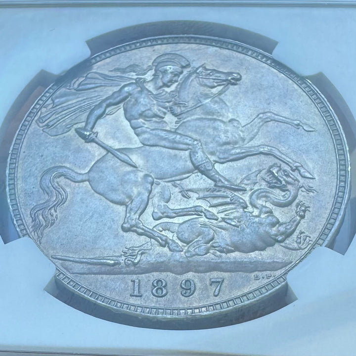 1897年 英国🇬🇧 ヴィクトリア女王 ヴェールヘッド クラウン銀貨 NGC