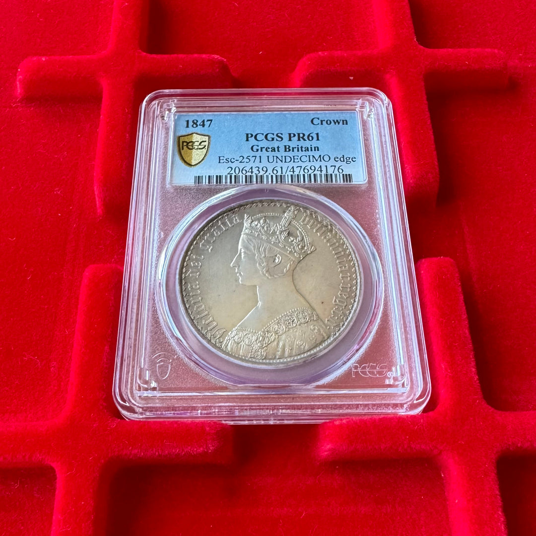 SOLD】1847年 英国🇬🇧 ゴシッククラウン銀貨 PCGS PR61 UN DEC