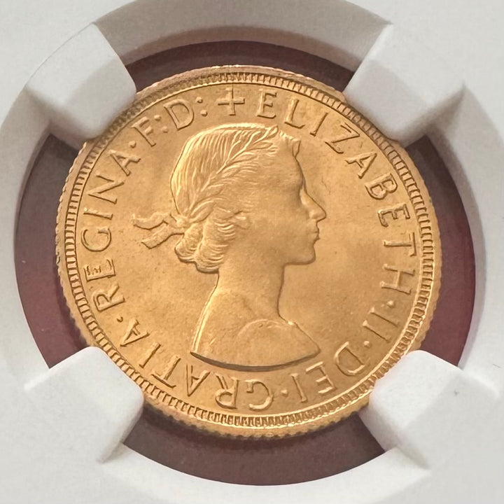 MS65 1957 イギリス エリザベス2世 ヤングヤング ソブリン 金貨 Sold】1957年 エリザベス2世 ソブリン金貨 MS65 NGC | ソブリン