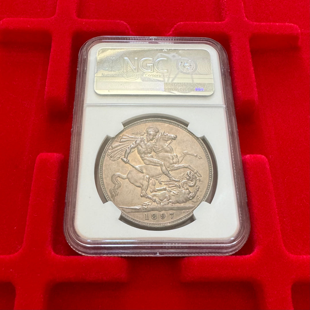 1897年 英国🇬🇧 ヴィクトリア女王 ヴェールヘッド クラウン銀貨 NGC