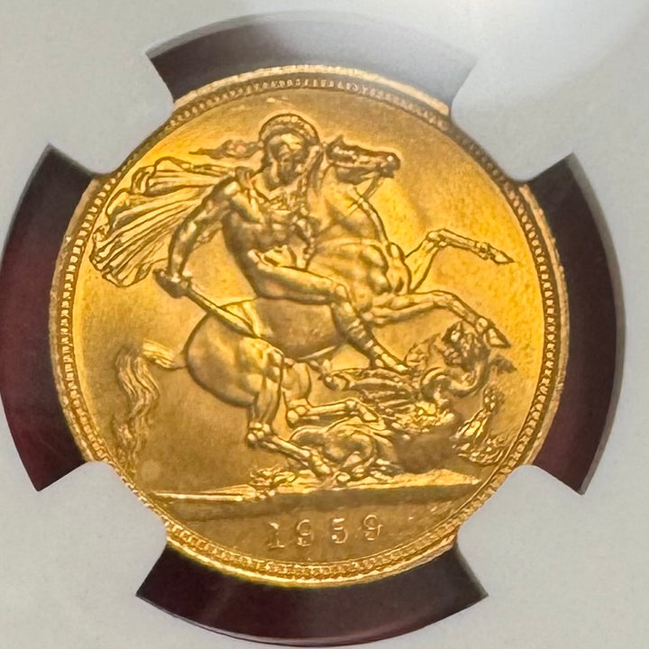 SOLD】1959年 英国🇬🇧 エリザベス2世 ヤングヤング ソブリン金貨 MS66