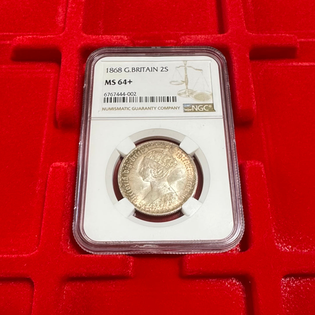 1868年 英国🇬🇧 ヴィクトリア女王 ゴシック フローリン銀貨 NGC