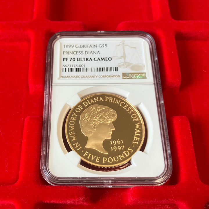 【SOLD】1999年 英国 ダイアナ妃追悼記念 5ポンド金貨 PF70UCAM 最高鑑定 – FIRST SOVEREIGN