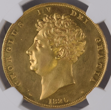 SOLD 1826年 英国 ジョージ4世 5ポンド金貨 PF61CAM NGC – FIRST SOVEREIGN