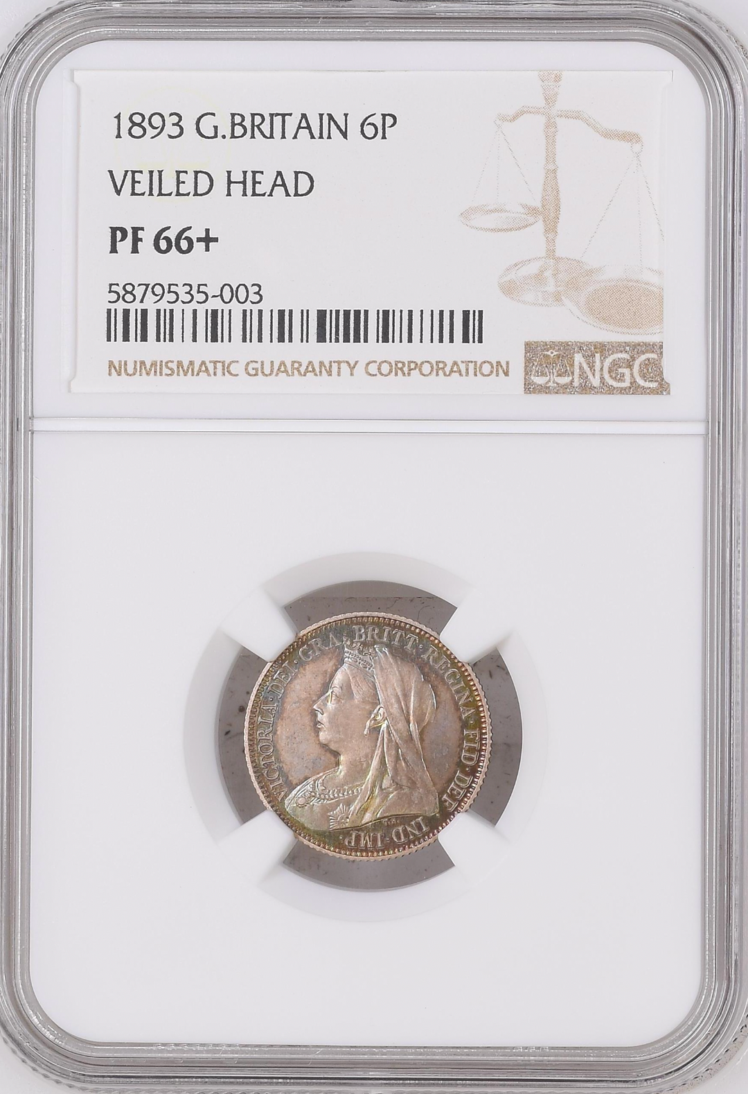 1893年英国ロンドン造幣局 ベイルヘッド ビクトリア クラウン銀貨 イギリス 1893年 ヴィクトリア ヴェールヘッド 6ペンス 銀貨