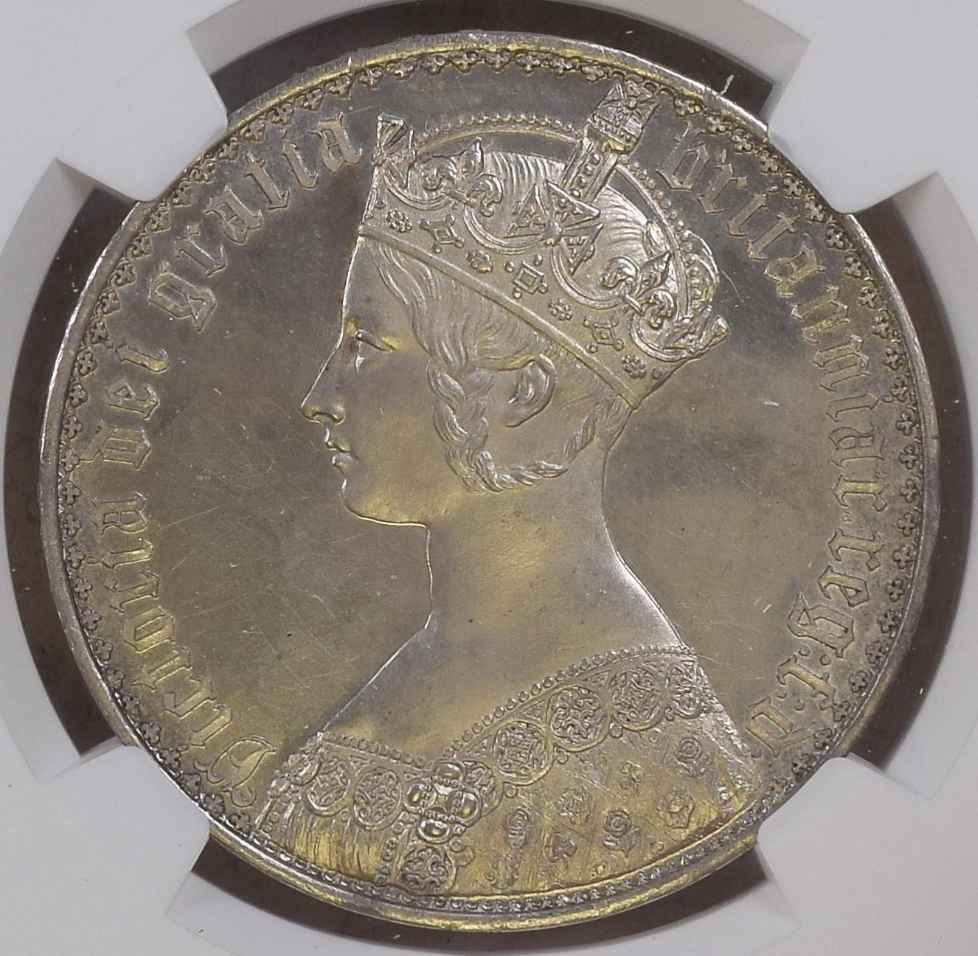 SOLD】1847年 英国 R2ゴシッククラウン 銀貨 プレーンエッジ